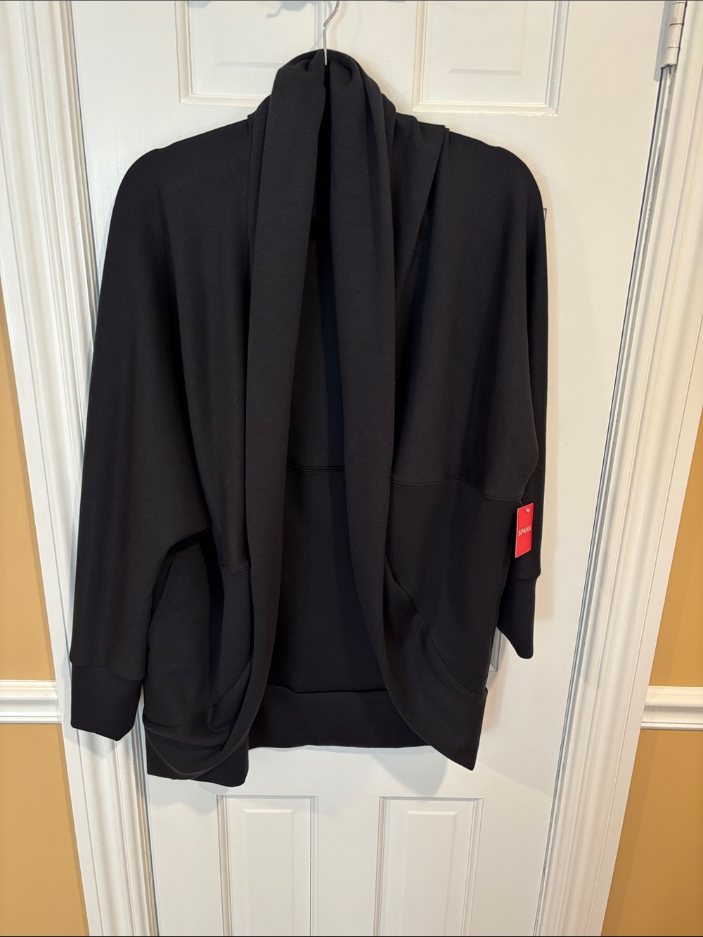 SPANX Black Draped Open-Front Jacket